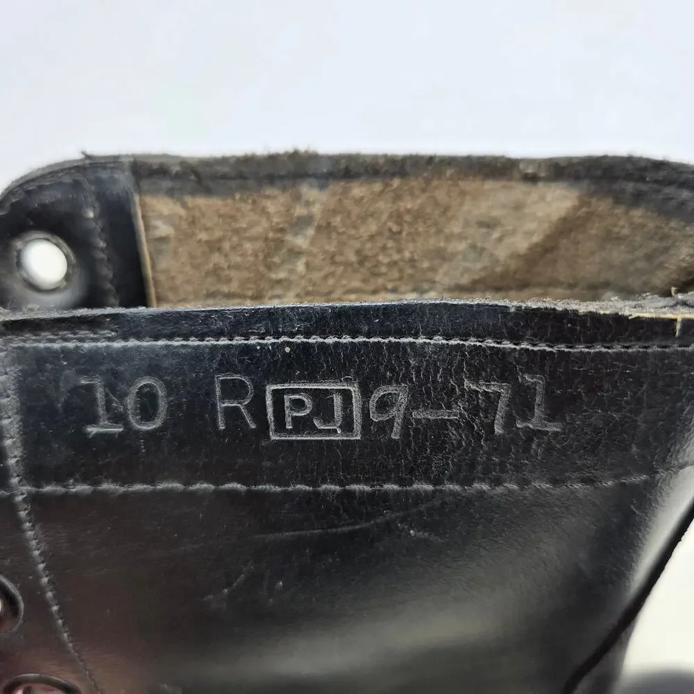Vintage 1971 USGI Combat Boots 10R Black Leather Vietnam Era Ro-Search Sole